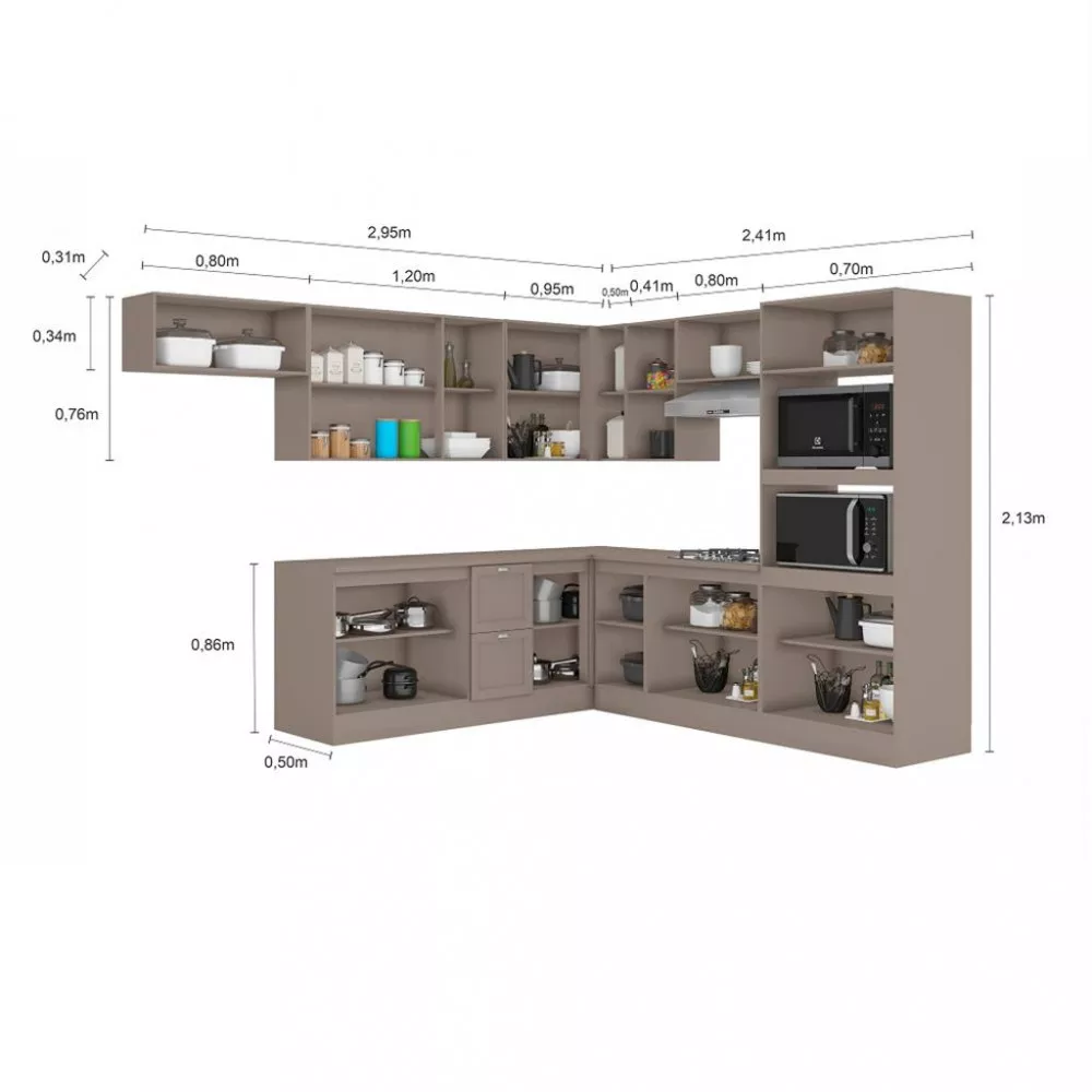 Cozinha Completa 10 Peças, 17 Portas Unna Poliman