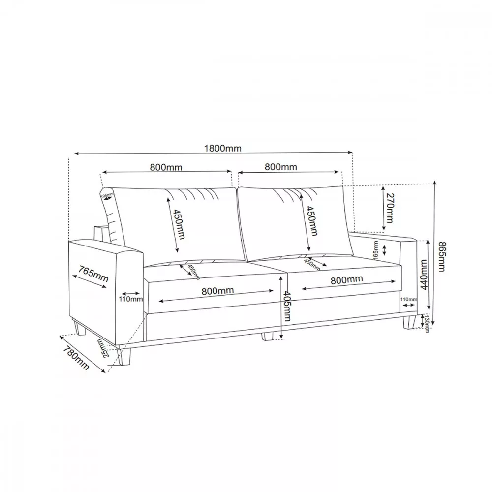 Sofá 3 Lugares Linho 180cm Vicente Viero Móveis