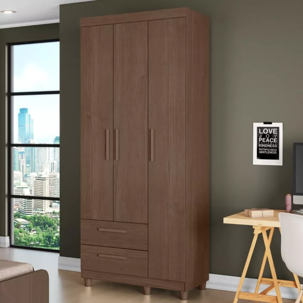 Image 0 of 4 of Guarda Roupa Solteiro 3 Portas 2 Gavetas Canadá Plus Conquista Móveis