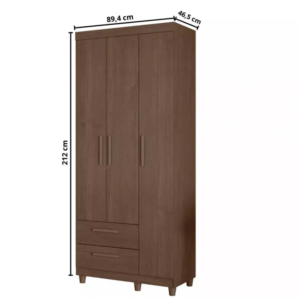 Image 3 of 4 of Guarda Roupa Solteiro 3 Portas 2 Gavetas Canadá Plus Conquista Móveis