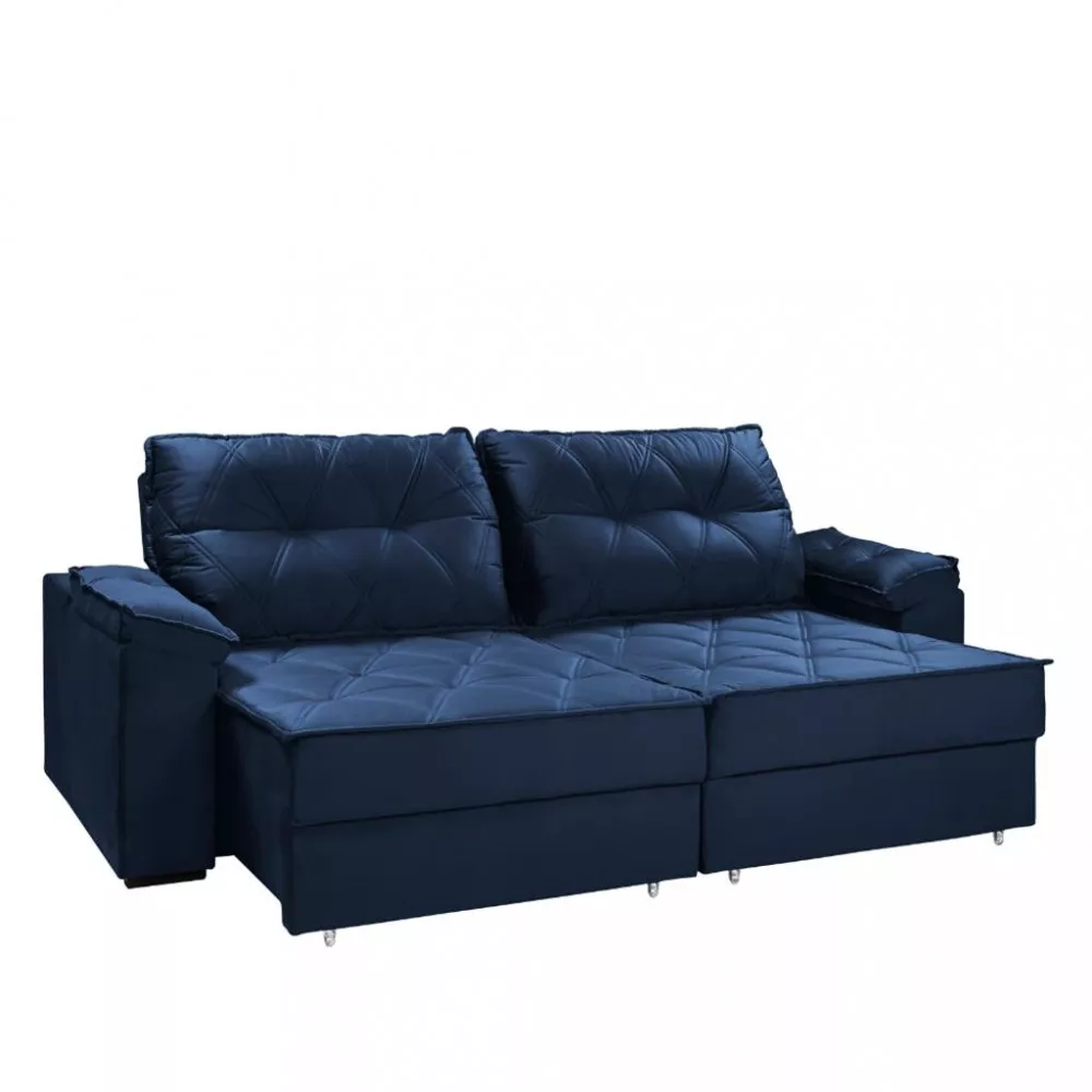 Sofá 4 Lugares Retrátil Reclinável 250cm Veludo Eduarda Takei