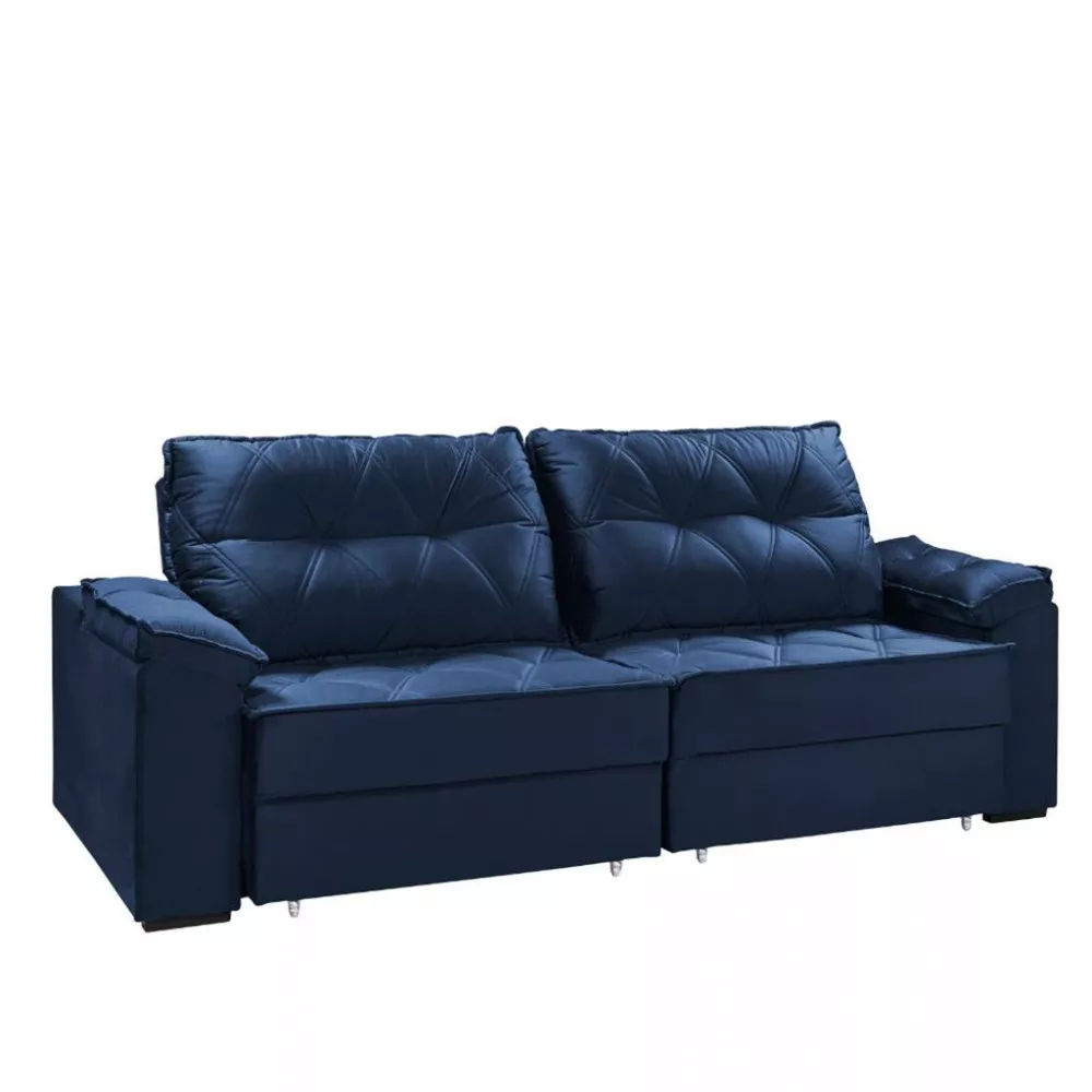 Sofá 4 Lugares Retrátil Reclinável 250cm Veludo Eduarda Takei