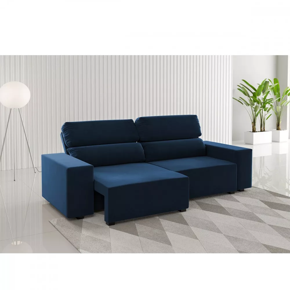 Sofá 3 Lugares Retratil e Reclinável 200cm Veludo Gold Viero Móveis