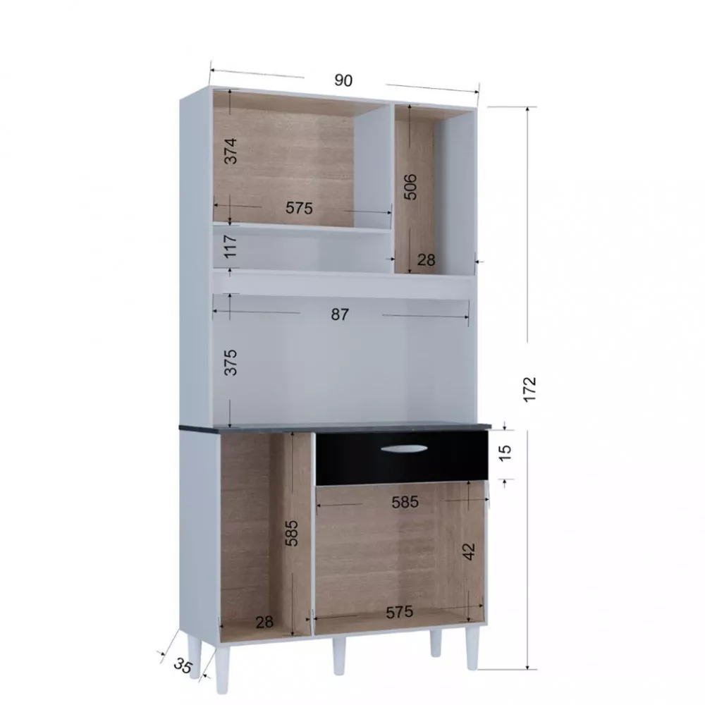 Cozinha Compacta 6 Portas 1 Gaveta Coral Poquema