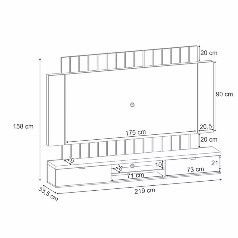 Painel para TV até 70 Polegadas 2 Portas Illusion 2.2 HB Móveis