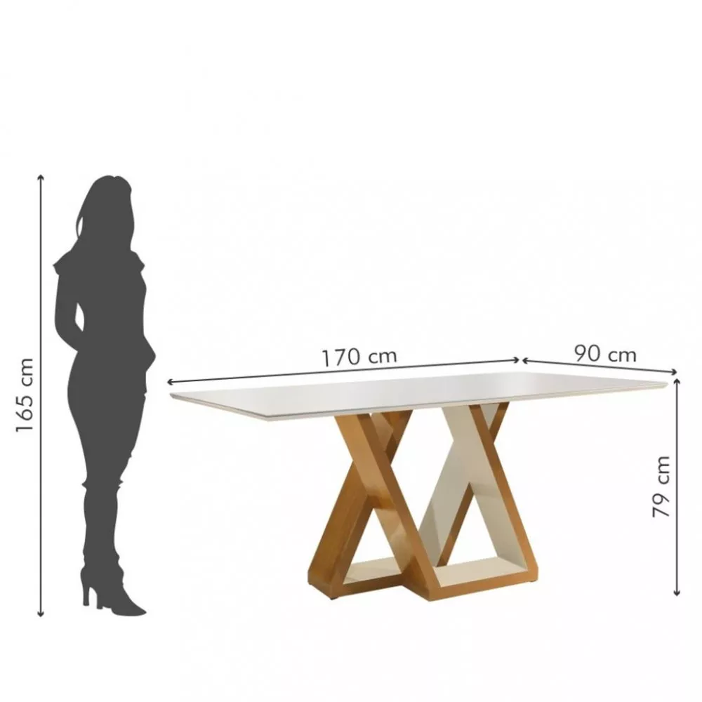 Conjunto Sala de Jantar Mesa 170cm 6 Cadeiras Laguna Cel Móveis