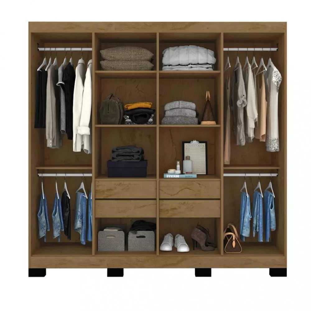 Guarda Roupa Casal 8 Portas 4 Gavetas com Pés B234818 Araplac