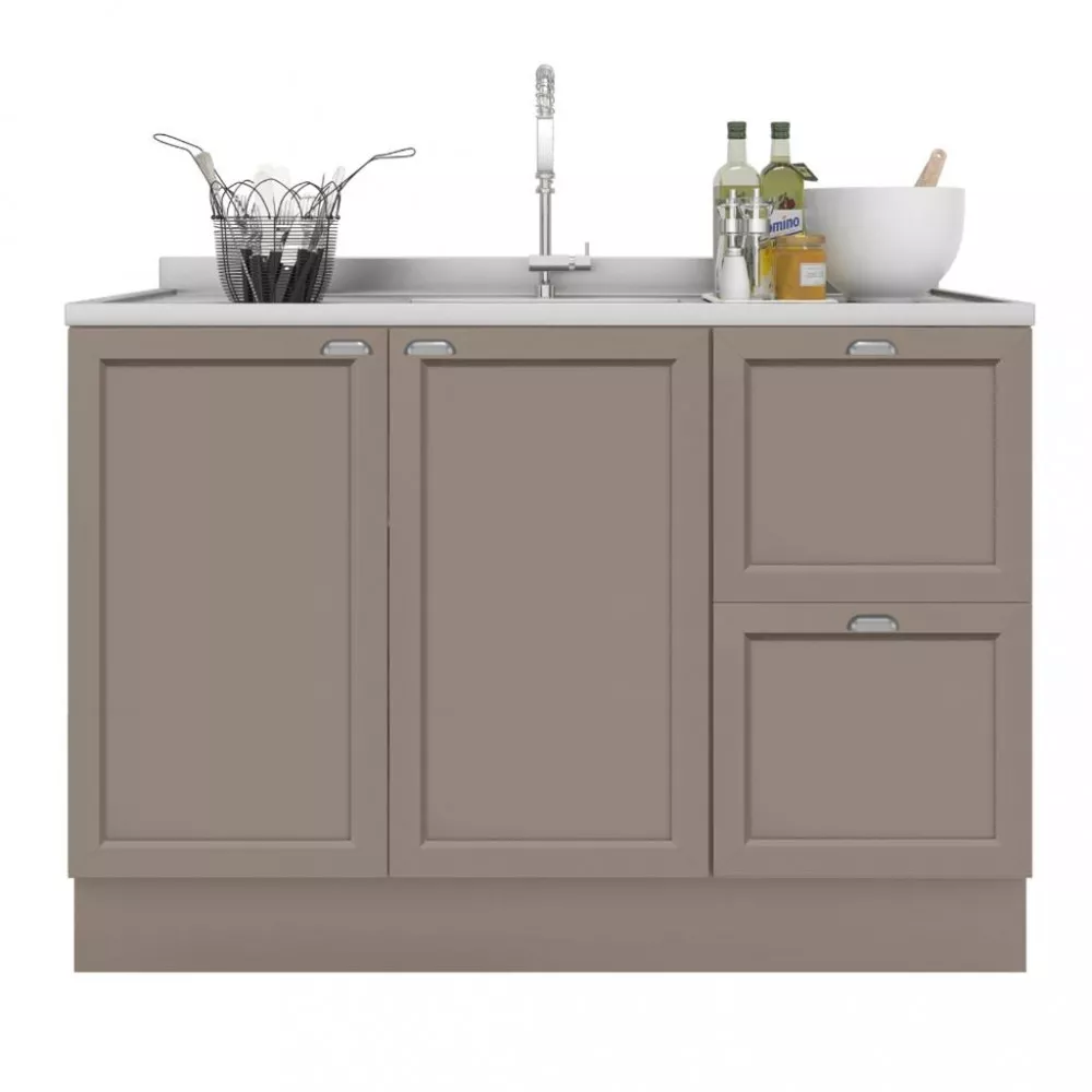 Balcão para Pia 2 Portas 2 Gavetas 120cm Unna Poliman