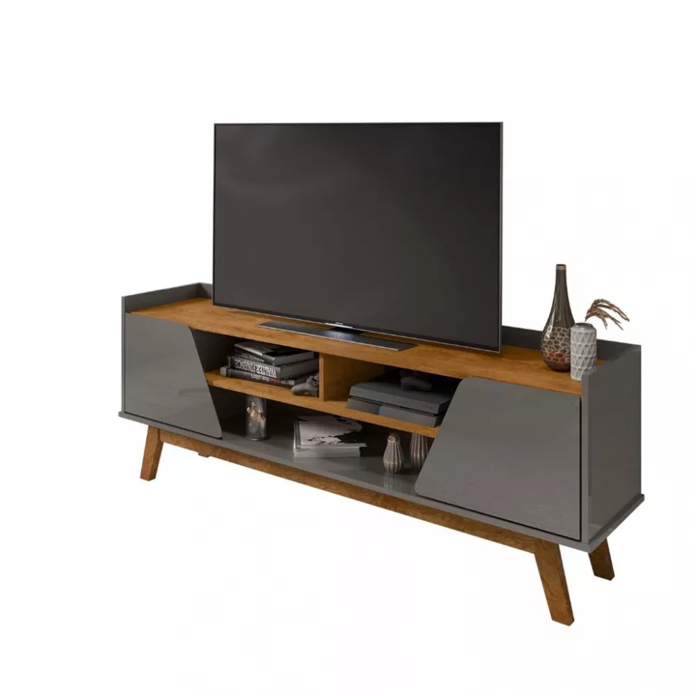 Image 1 of 4 of Rack para TV até 65 Polegadas 2 Portas com Pés de Madeira Turim Bechara