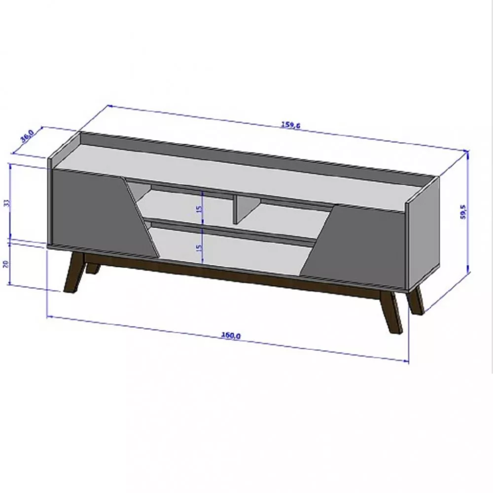 Image 3 of 4 of Rack para TV até 65 Polegadas 2 Portas com Pés de Madeira Turim Bechara
