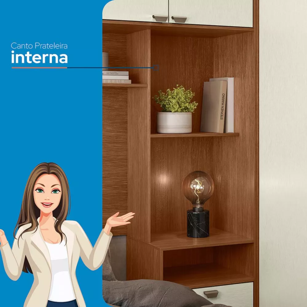 Quarto Casal 7 Portas 2 Gavetas Espelho Lugano Santos Andirá