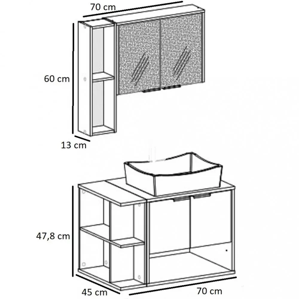 Conjunto Para Banheiro com Cuba 4 Portas Ibiza Bechara
