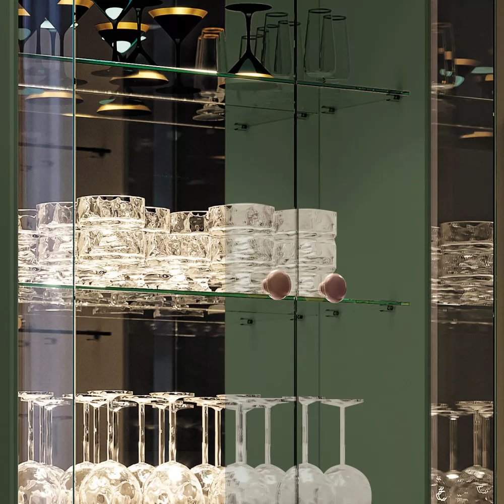 Cristaleira 2 Portas de Vidro 1 Gaveta Aura HB Móveis