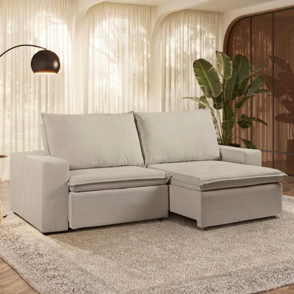 Sofá 4 Lugares 250cm Retrátil Reclinável Boucle Daniela Takei