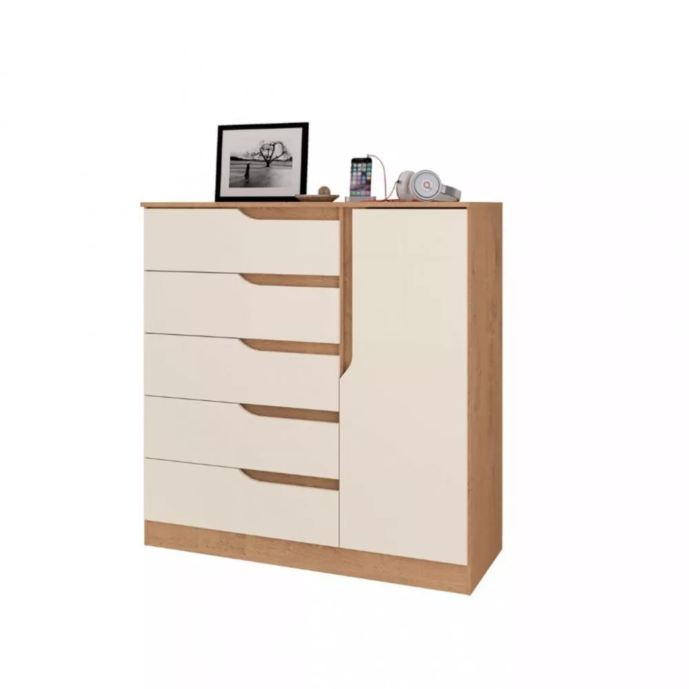 Cômoda 5 Gavetas 1 Porta Paris New Atualle