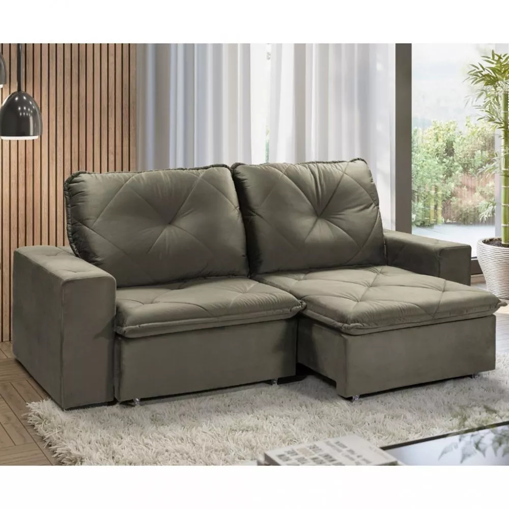 Image 0 of 6 of Sofá 3 Lugares Retrátil Reclinável 230cm Veludo Catarina Takei