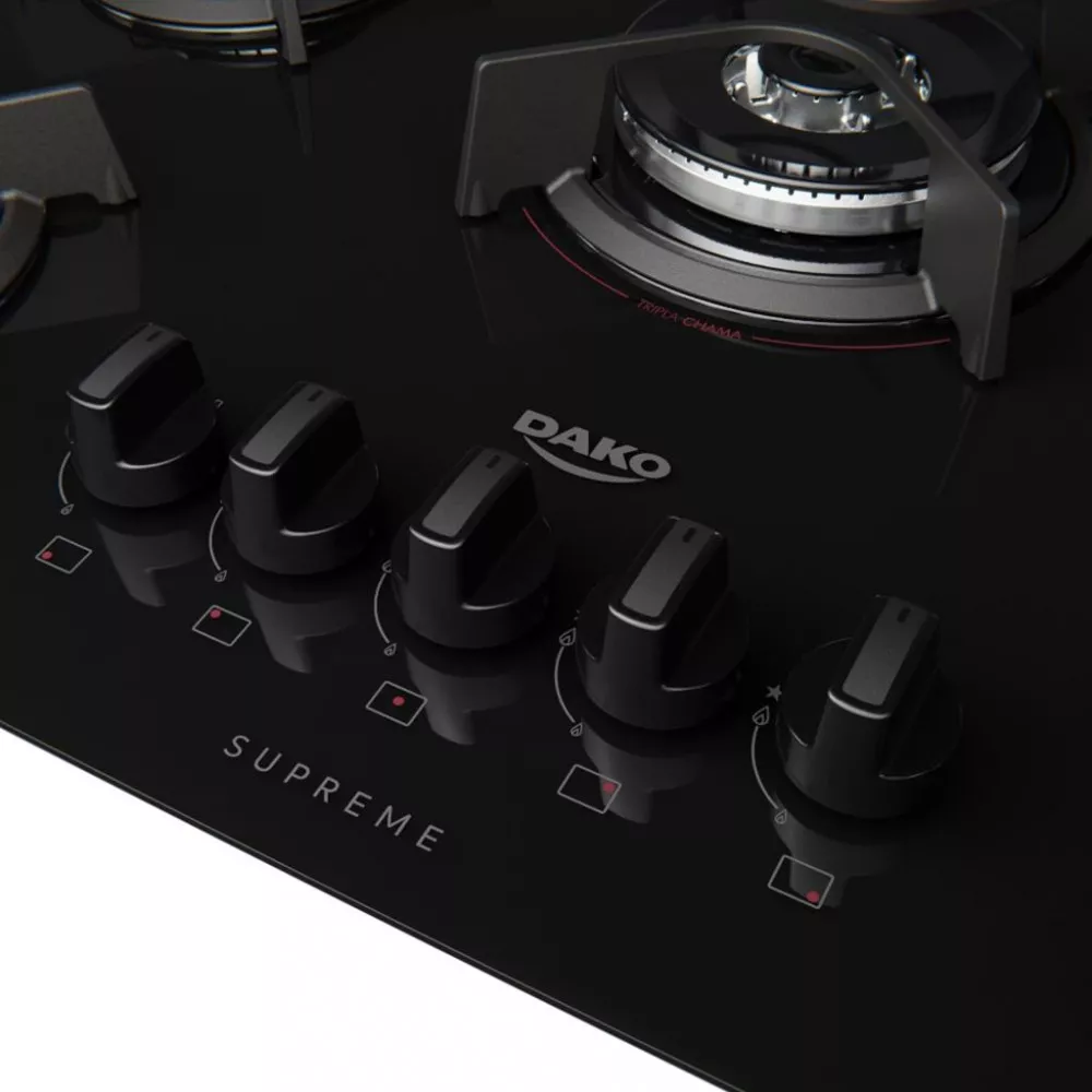 Cooktop Dako Supreme a Gás 5 Bocas Acendimento Automático e Tripla Chama