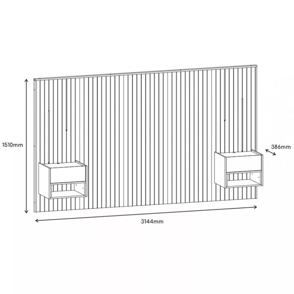 Cabeceira Frisada LED com Mesa de Apoio Florença Casa D