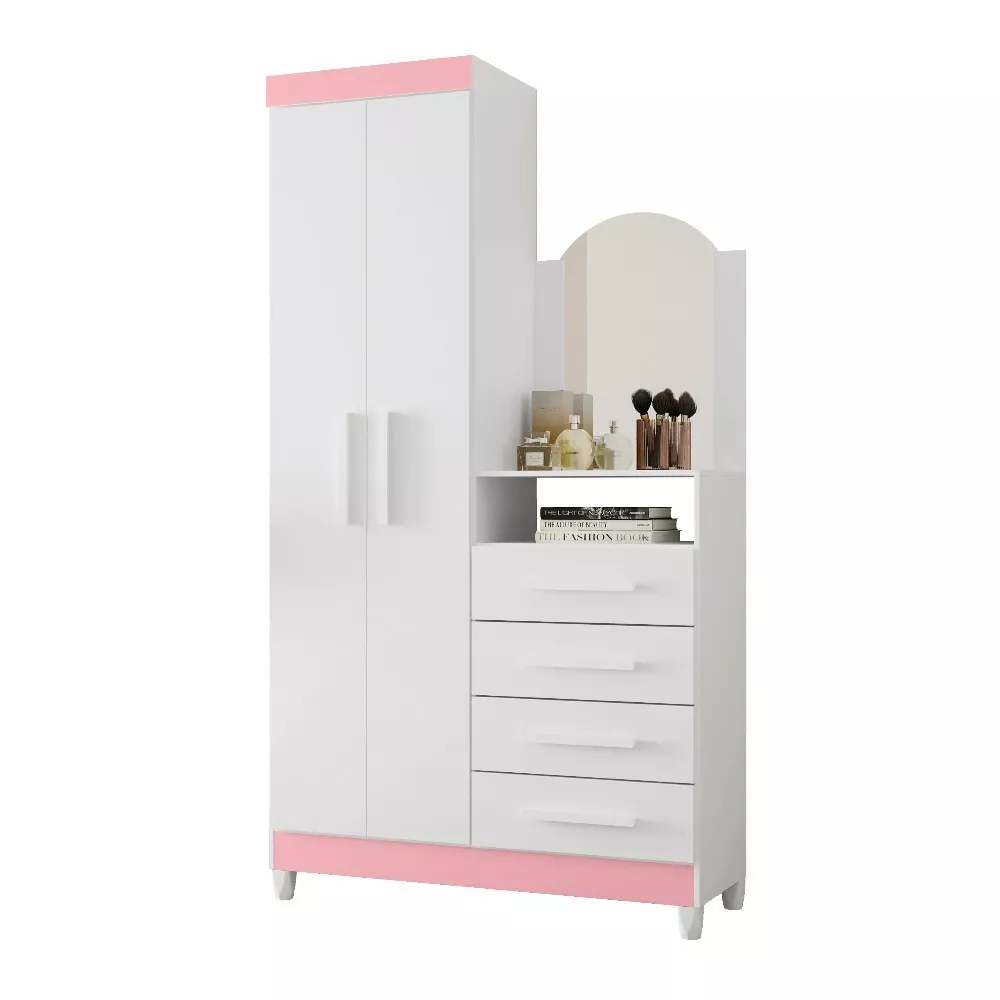 Guarda Roupa Solteiro com Cômoda 2 Portas 4 Gavetas Flex Albatroz