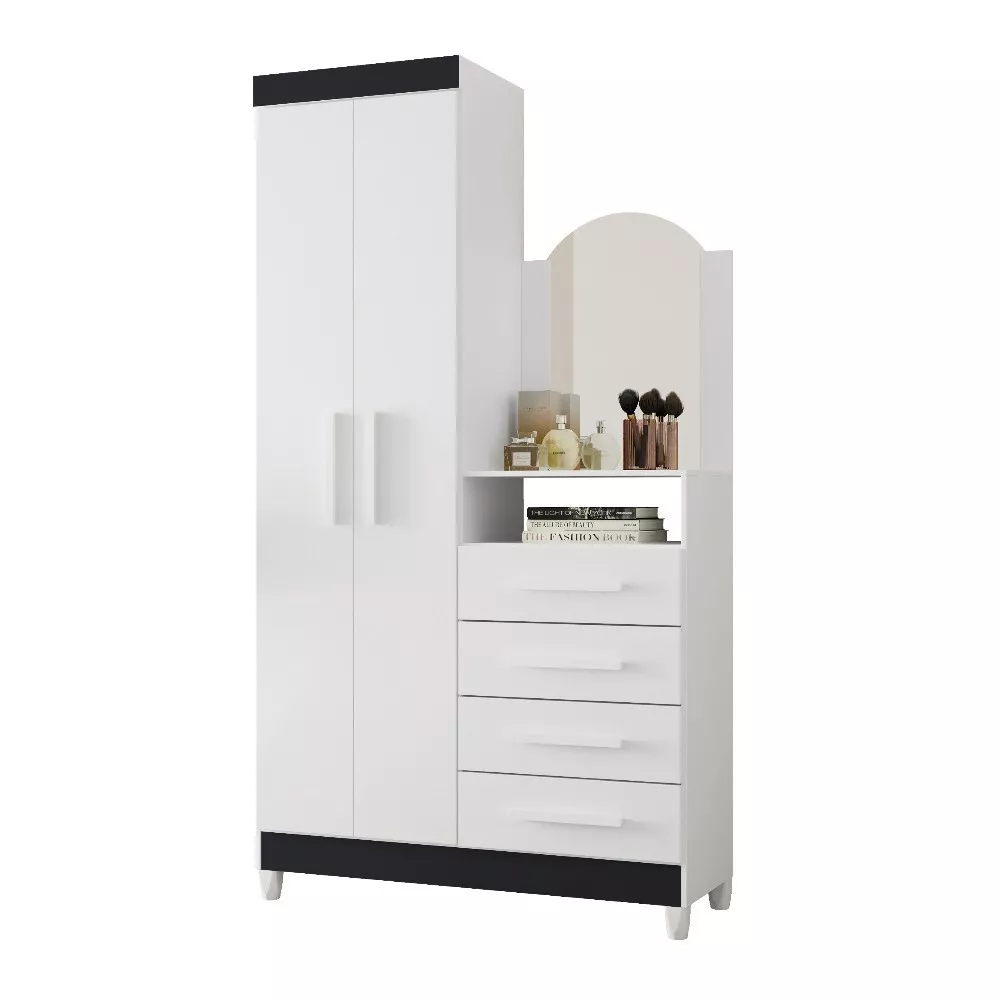 Guarda Roupa Solteiro com Cômoda 2 Portas 4 Gavetas Flex Albatroz