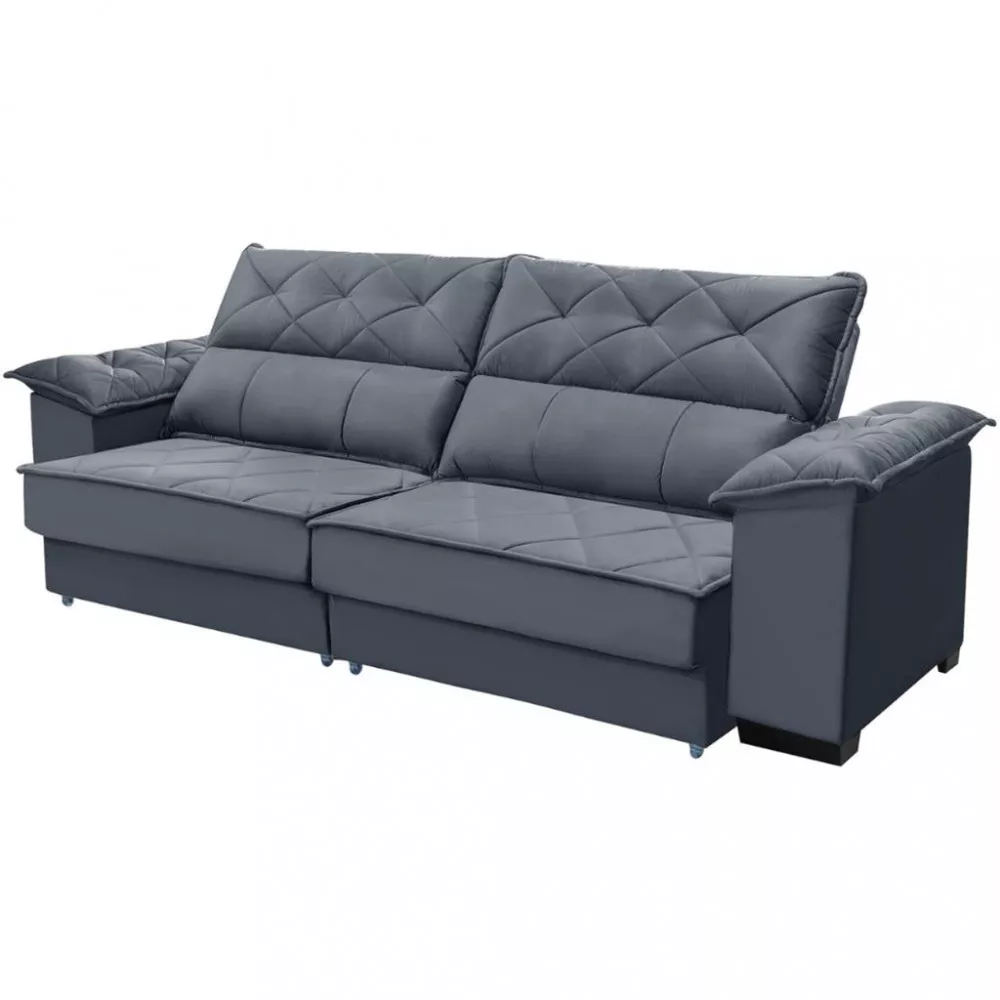 Sofá 4 Lugares Retrátil e Reclinável Veludo 260cm Roma Requinte Estofados