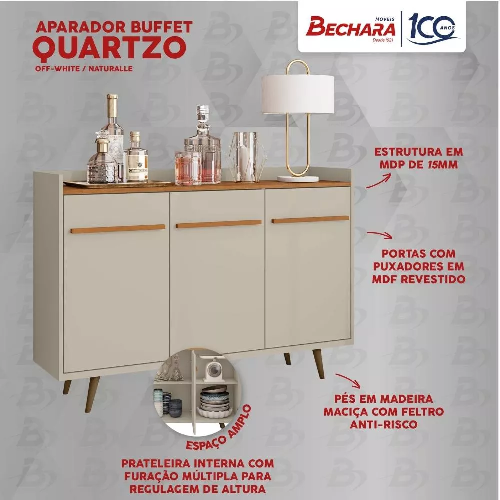 Aparador Buffet 3 Portas Quartzo Bechara