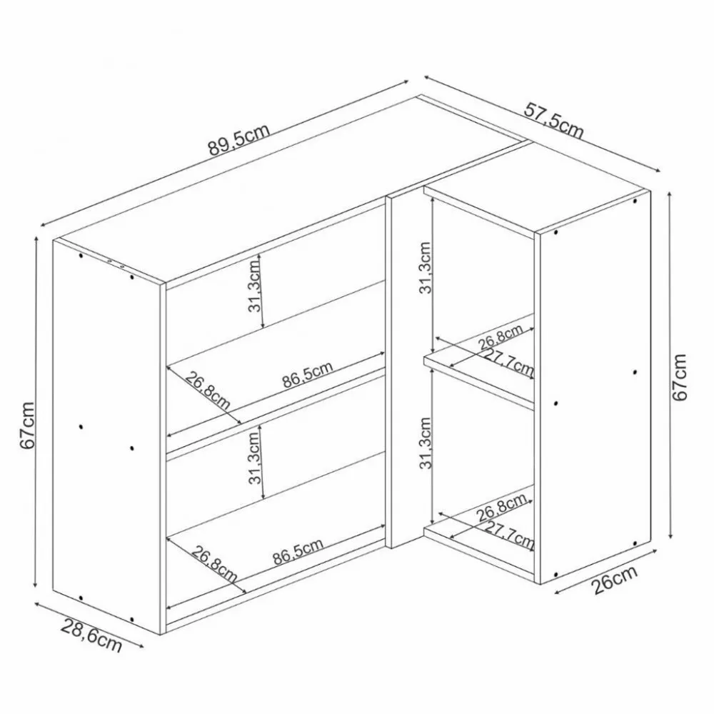 Image 3 of 5 of Armário Aéreo Canto Reto 1 Porta 90cm Firenze Demóbile