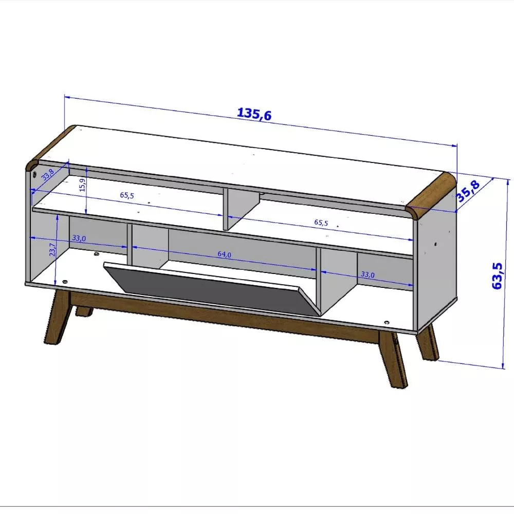 Rack para TV até 55 Polegadas 1 Porta com Pés de Madeira Lazuli Bechara