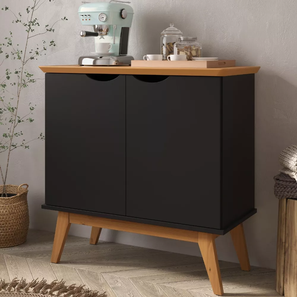 Aparador 2 Portas com Pés de Madeira Prism Patrimar