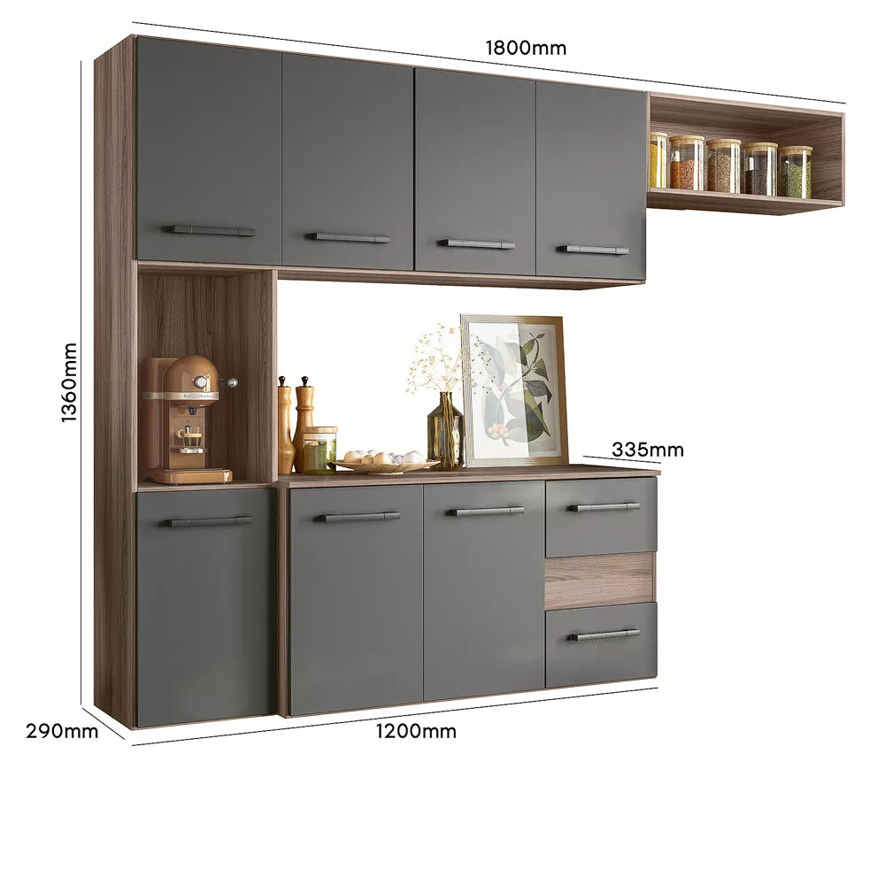 Cozinha Compacta 7 Portas 2 Gavetas Juliete Nicioli