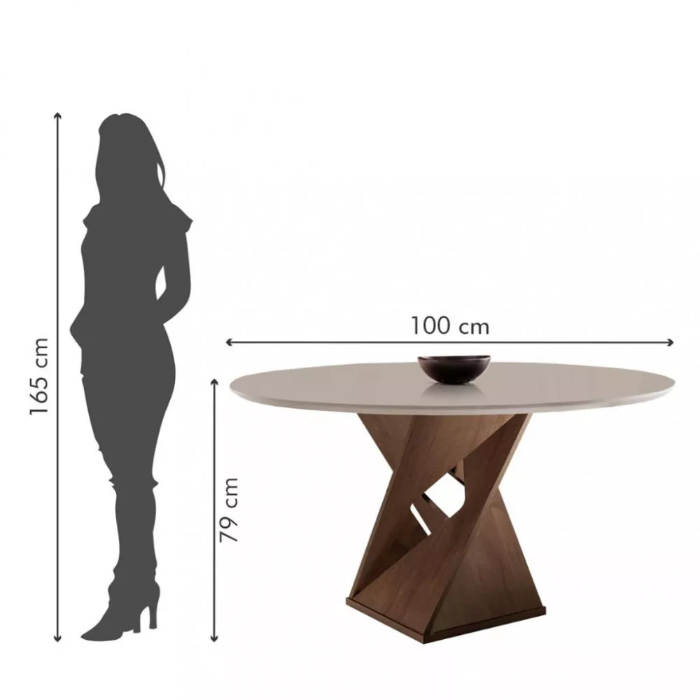 Conjunto Sala de Jantar Mesa Redonda 100cm 4 Cadeiras Barcelona Cel Móveis