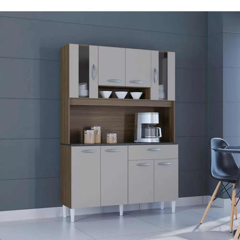 Cozinha Compacta 8 Portas 1 Gaveta Coral Poquema