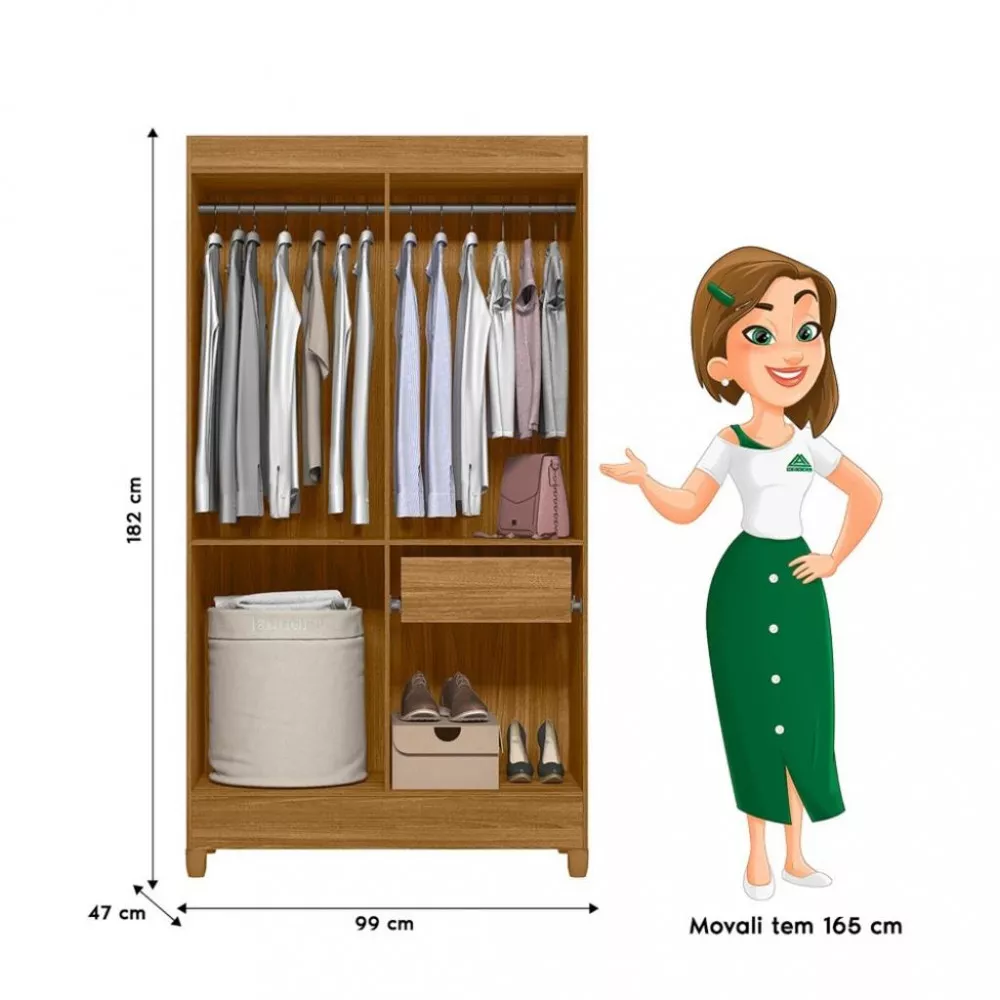 Guarda Roupa Solteiro 4 Portas 1 Gaveta Viena Moval