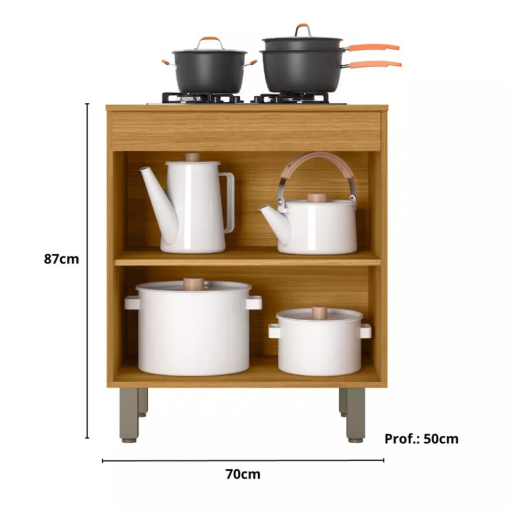 Balcão 70cm com Tampo 2 Portas Malta Poliman