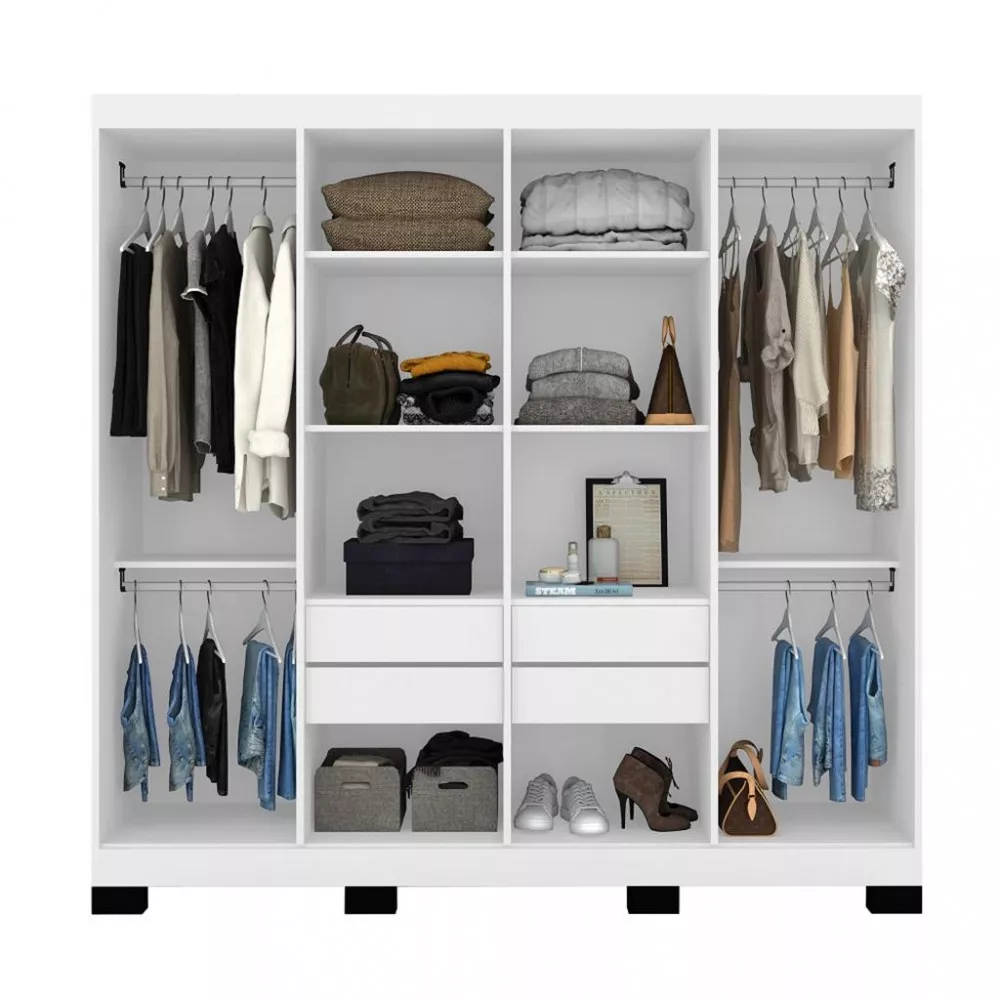 Guarda Roupa Casal 8 Portas 4 Gavetas com Pés B234818 Araplac