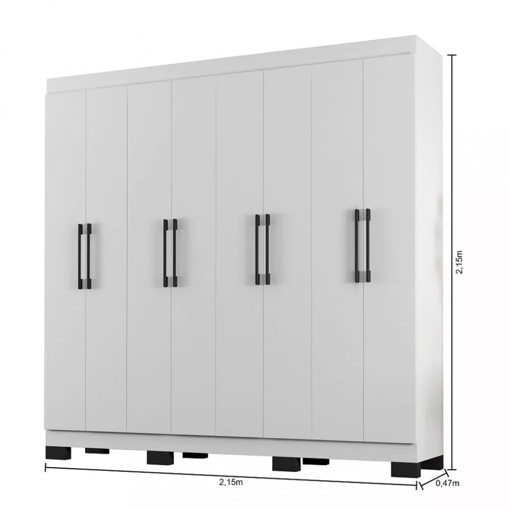Guarda Roupa Casal 8 Portas 4 Gavetas com Pés B234818 Araplac
