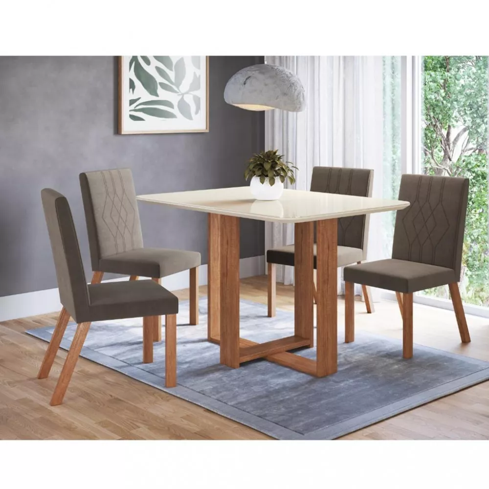 Conjunto Sala de Jantar Mesa 158/28 4 Cadeiras Zamarchi