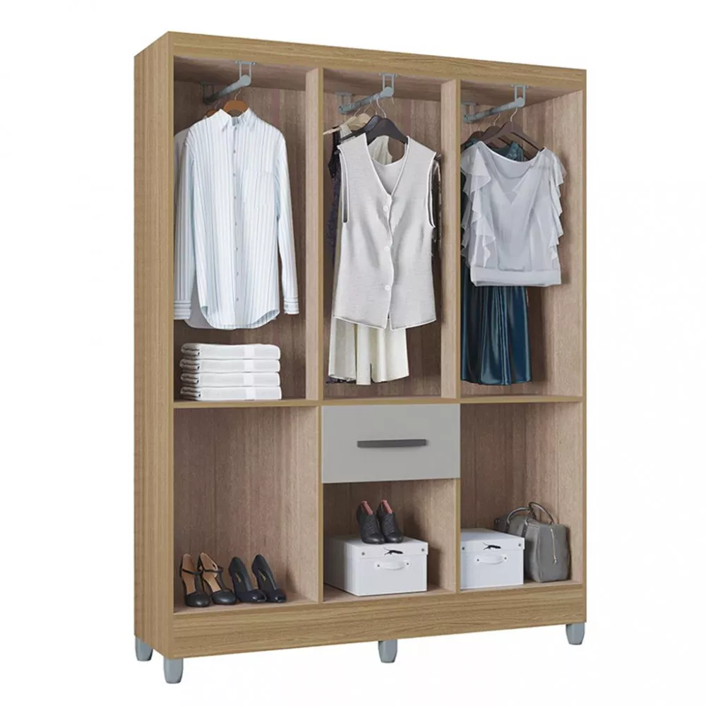 Guarda Roupa Solteiro 7 Portas 1 Gaveta Turin Poquema