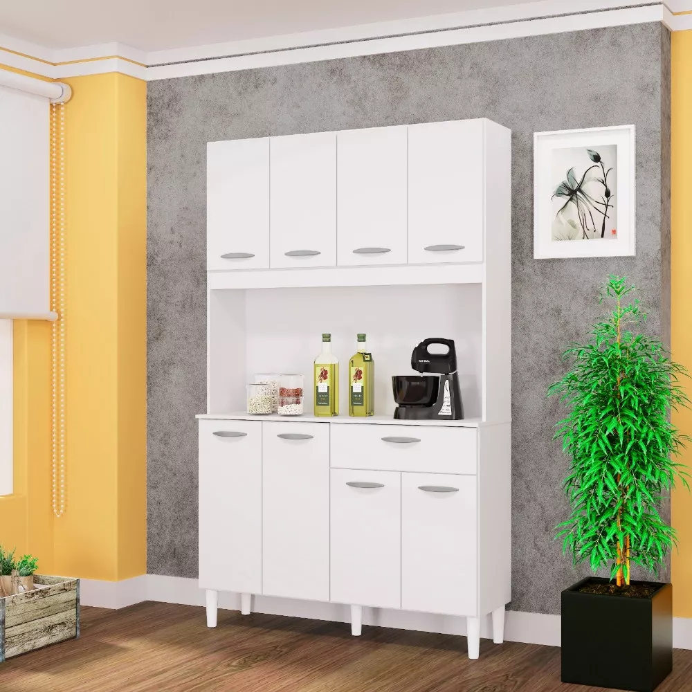 Cozinha Compacta Kit Cassia 8 Portas 1 Gaveta Poquema