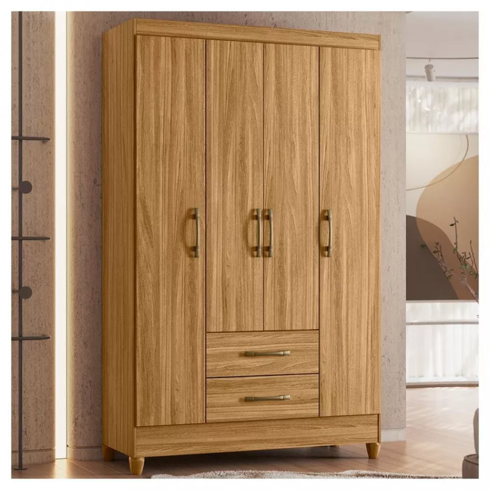 Guarda Roupa Solteiro 4 Portas 2 Gavetas Paraty Moval