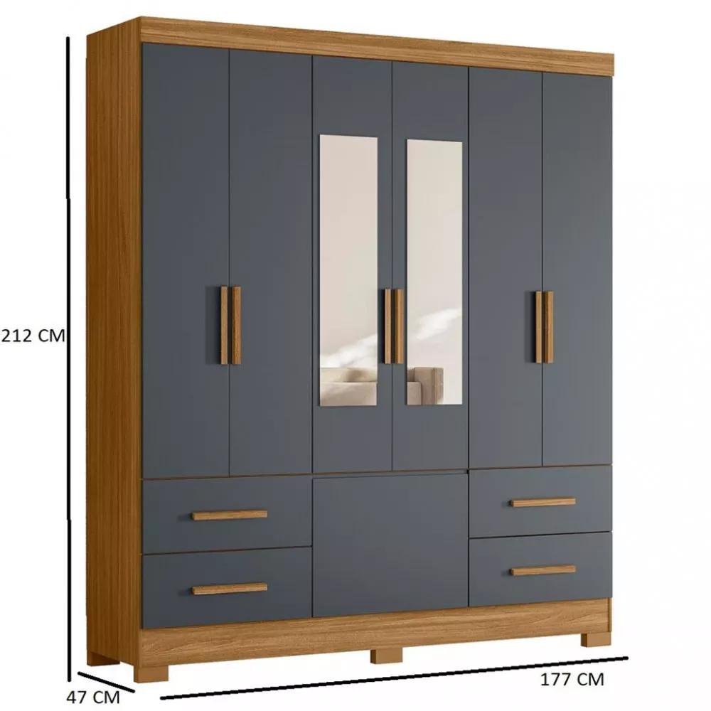 Image 3 of 4 of Guarda Roupa Casal 7 Portas 4 Gavetas Com Espelho Londres Moval