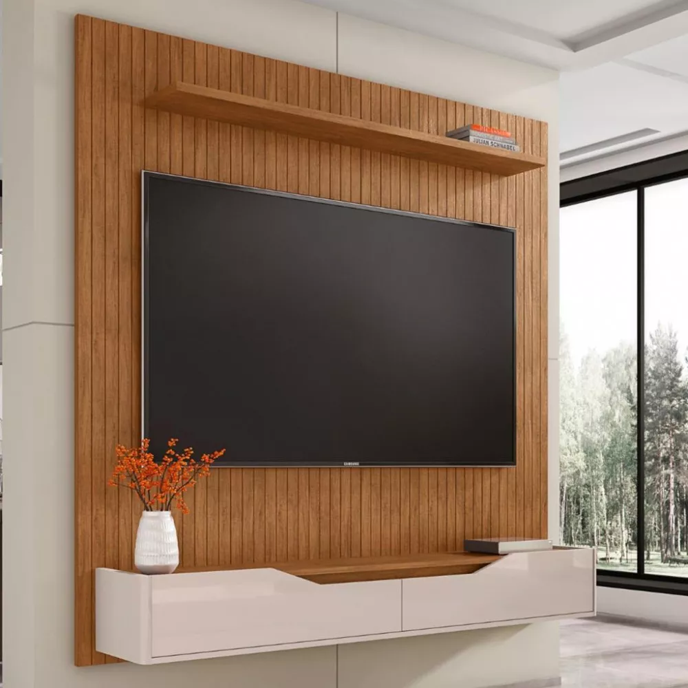 Image 0 of 6 of Painel Frisado para TV Até 60 Polegadas 2 Portas 160cm Milão Casa D