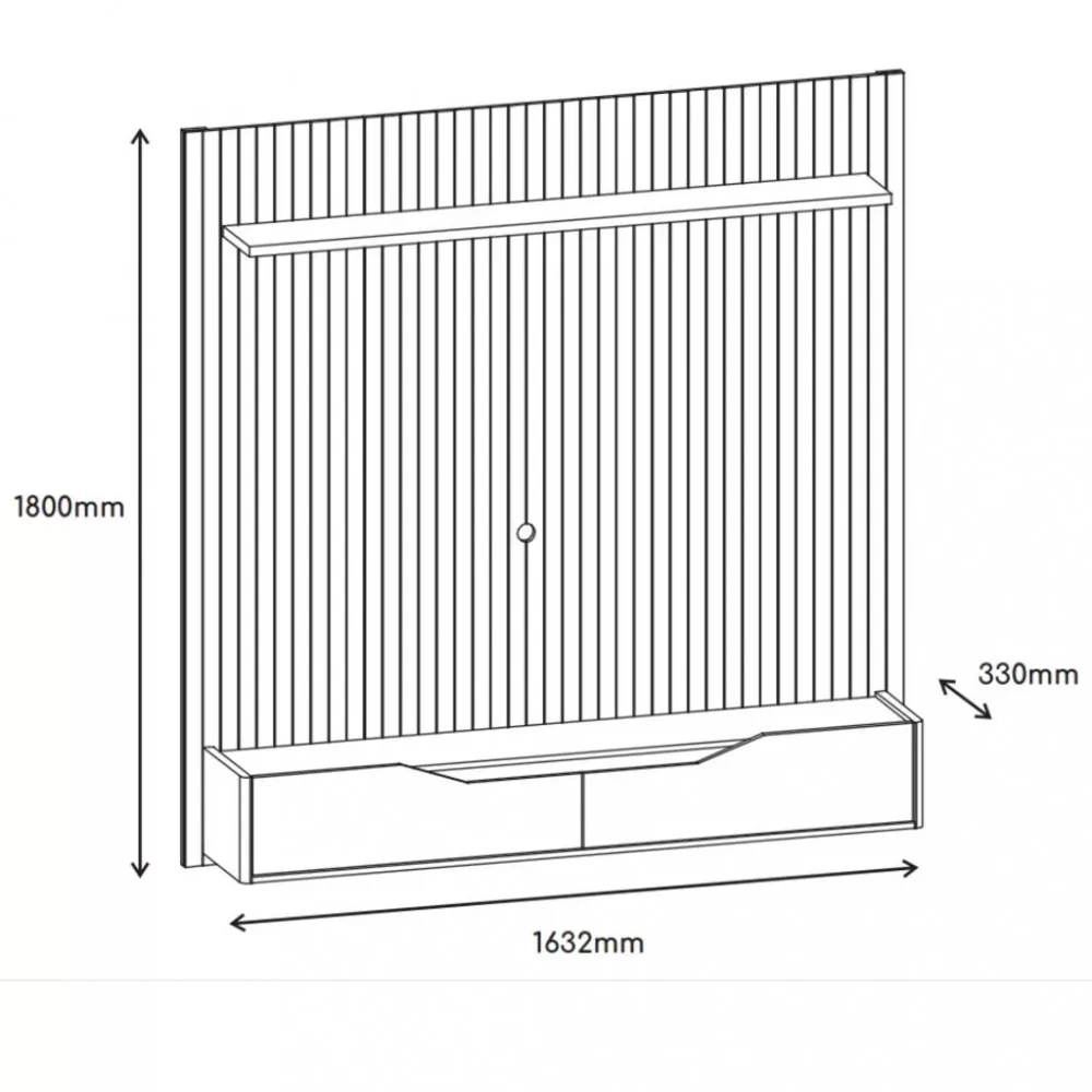 Image 3 of 6 of Painel Frisado para TV Até 60 Polegadas 2 Portas 160cm Milão Casa D