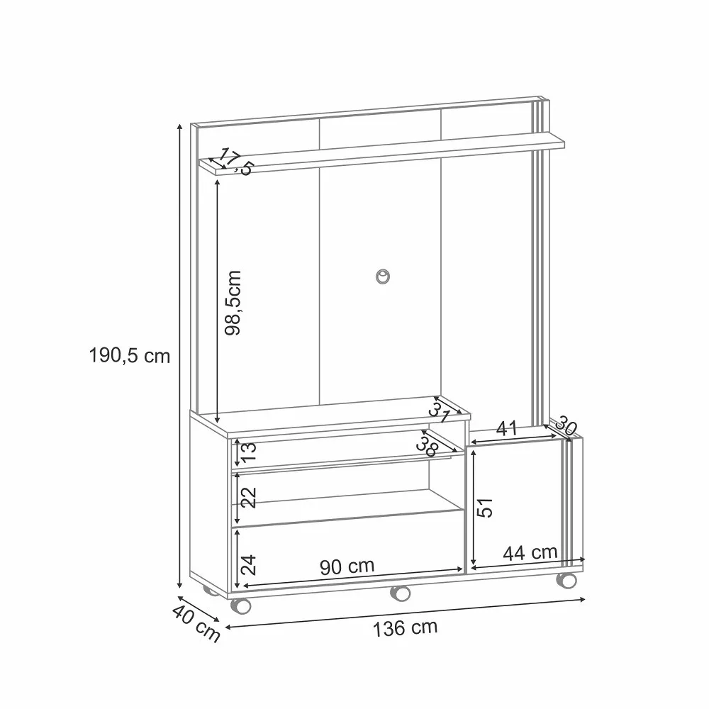 Estante Home para TV até 50 Polegadas 2 Portas Timber HB Móveis