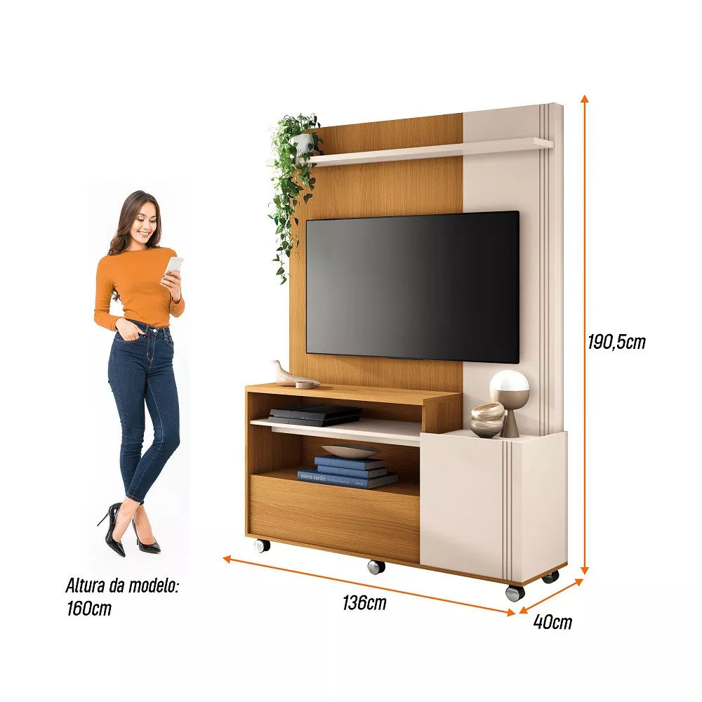 Estante Home para TV até 50 Polegadas 2 Portas Timber HB Móveis