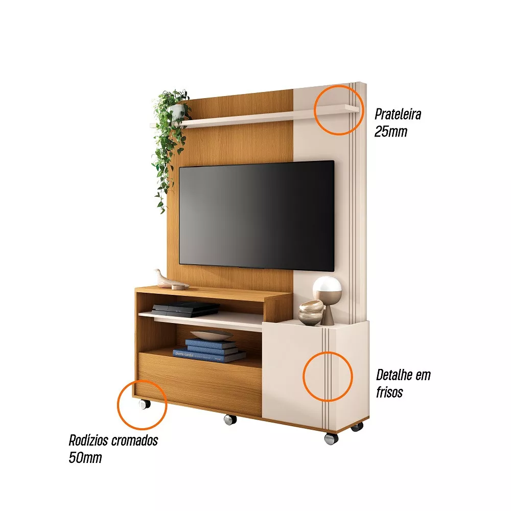 Estante Home para TV até 50 Polegadas 2 Portas Timber HB Móveis