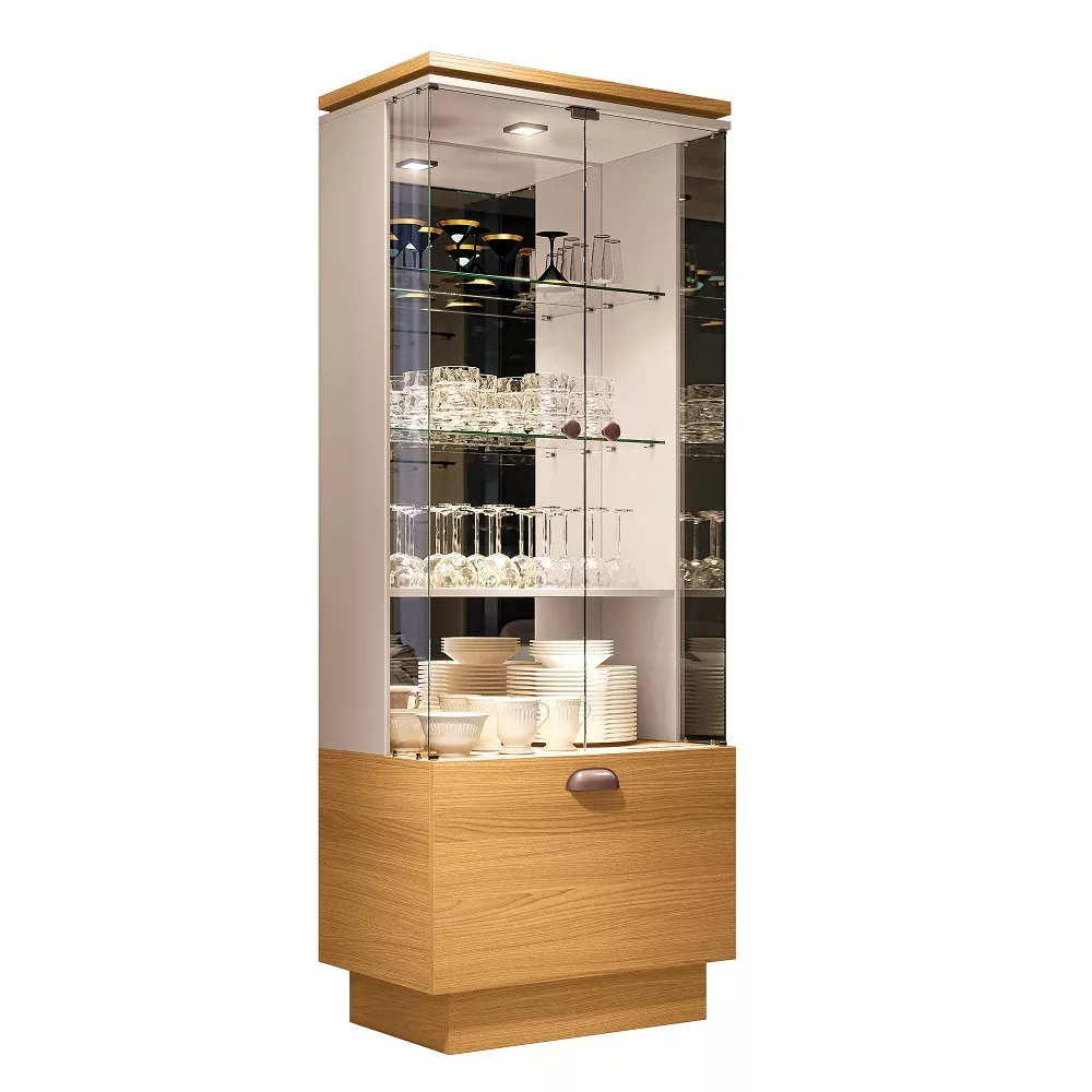 Cristaleira 2 Portas de Vidro 1 Gaveta Aura HB Móveis