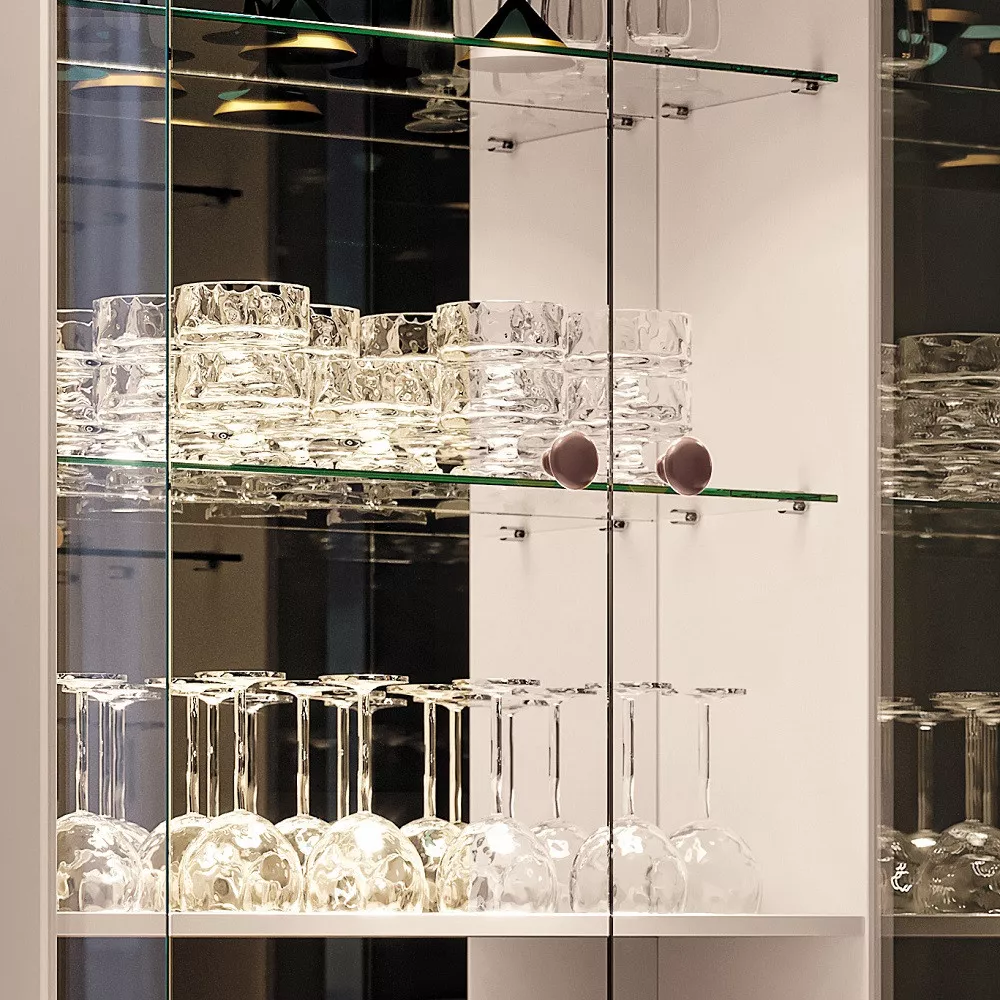 Cristaleira 2 Portas de Vidro 1 Gaveta Aura HB Móveis