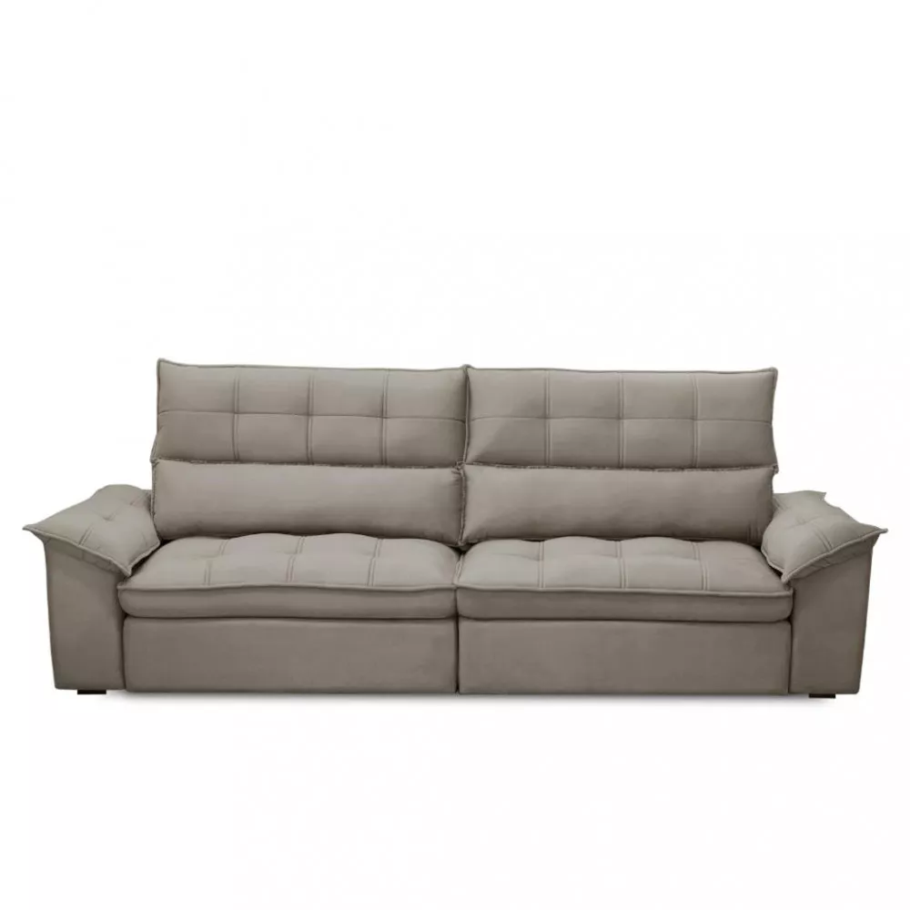 Sofá 4 Lugares Retrátil Reclinável Veludo 250cm Cartaxo Ferguile