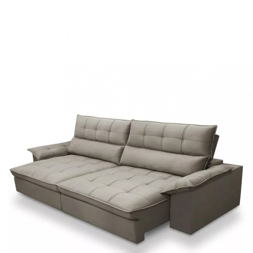 Sofá 4 Lugares Retrátil Reclinável Veludo 250cm Cartaxo Ferguile